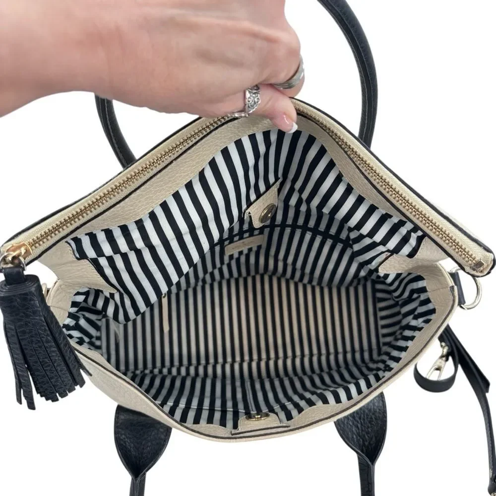 Kate Spade Southport Avenue Carmen Buttermilk & Black Satchel Bag